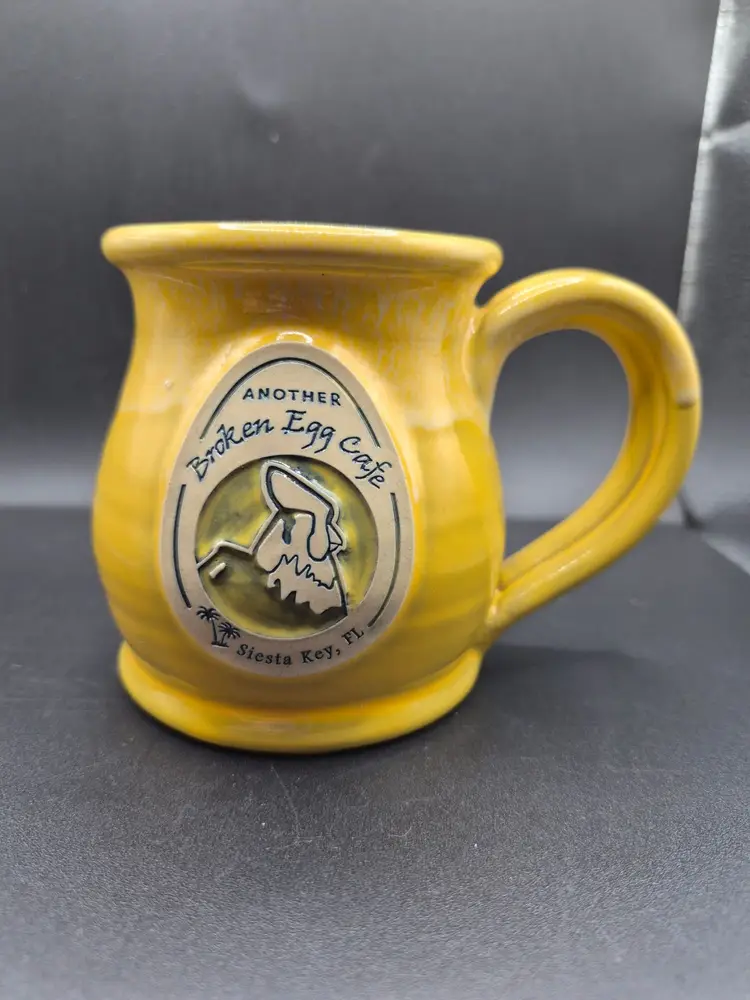 Another Broken Egg Cafe Deneen Pottery Yellow Mug Siesta Key FL 2021 Handmade
