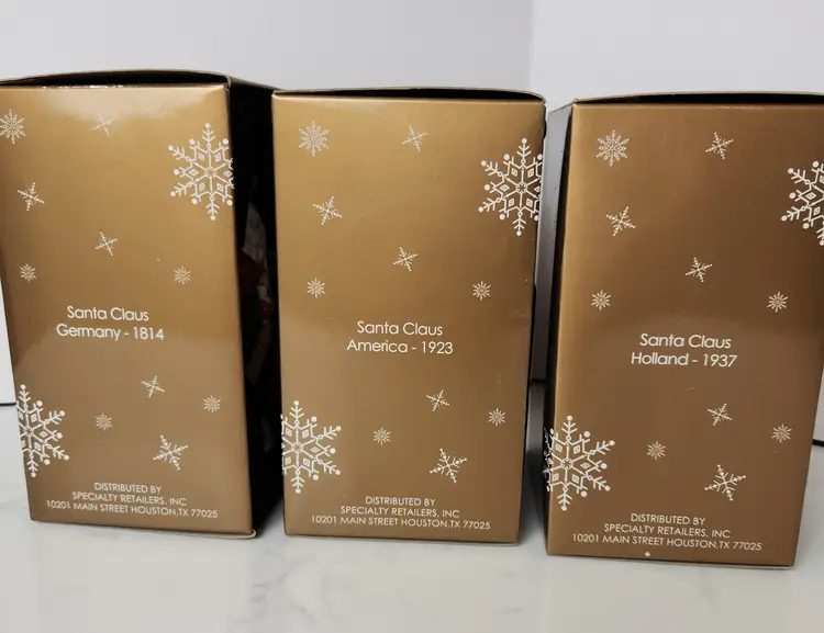 Traditions Of Santa Mistletoe Mountain Santa Porcelain Ornaments Limited Ed Lot of 3