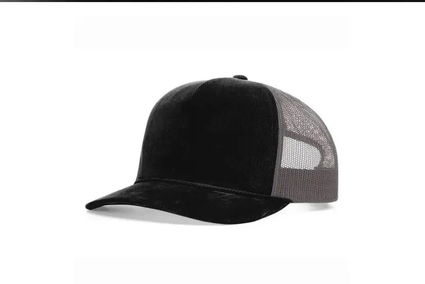 Richardson Outdoor Lifestyle Corduroy Trucker Hat Black/Grey NEW