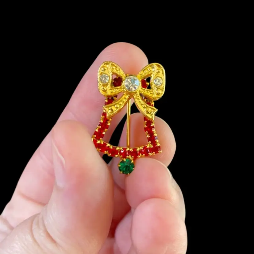 Gold Toned Brooch - Mini Bell - Unmarked