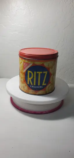 1977 Nabisco Ritz Cracker Metal 13oz. Round Advertising Tin ~Vintage~Collectible