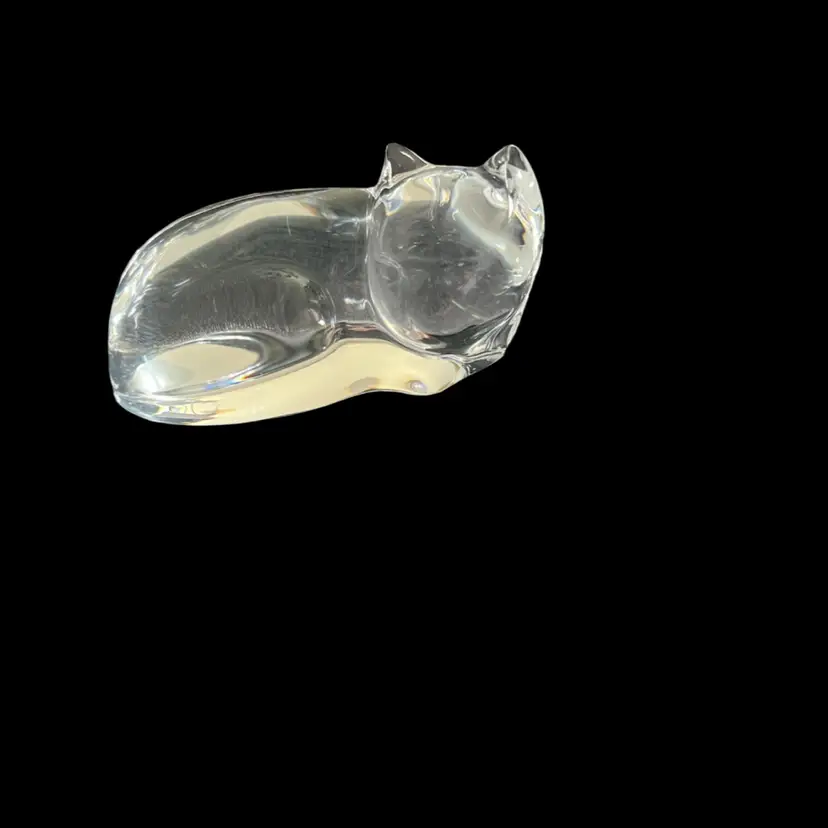 Clear Lead Crystal Sleeping Cat