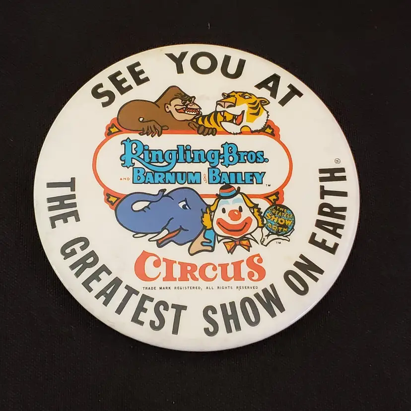 Pin Back Ringling Bros with Barnum and Bailey Circus Button Badge Vintage with Condition Issues