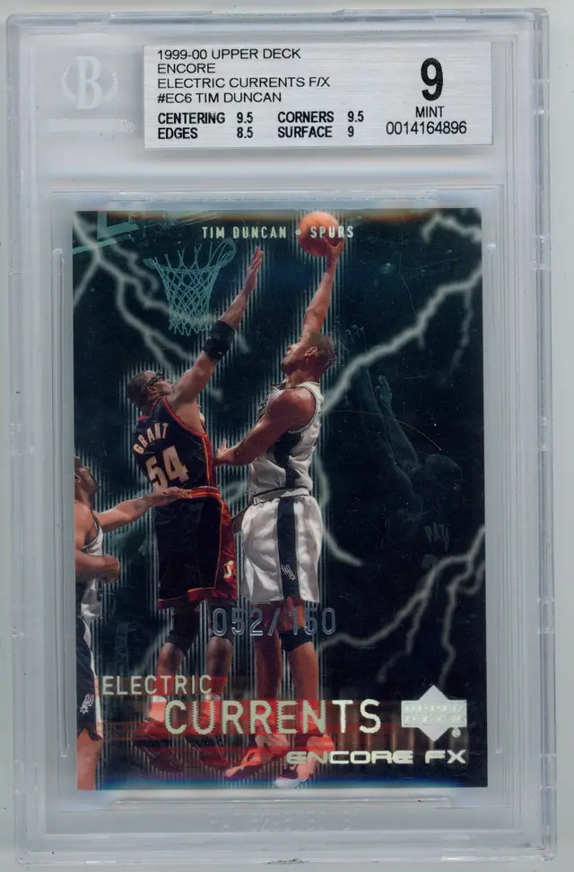 1999-00 Upper Deck TIM DUNCAN /150 Encore FX Electric Currents SP #EC6 SPURS HOF BGS 9 MINT