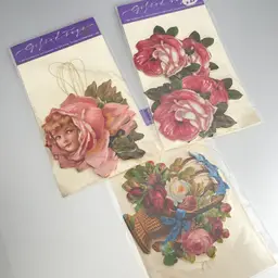 Gifted Tags Hang Tags for Presents Vintage 1986 Victorian Style Die Cut Roses Lot of 13