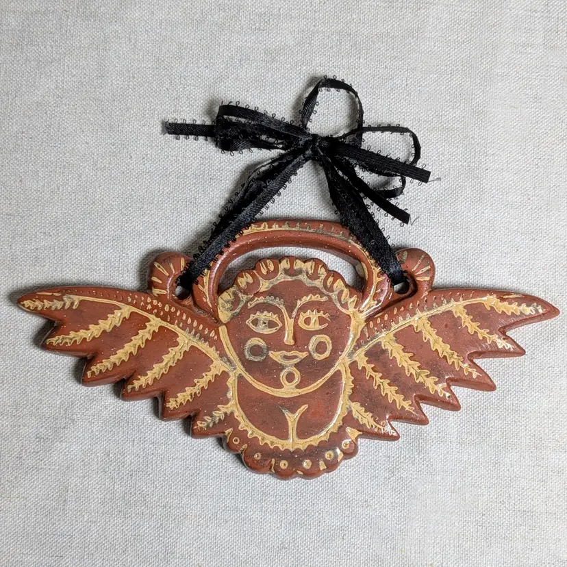 Redware Pottery Angel Wall Hanging Wisconsin Pottery Joel Huntley