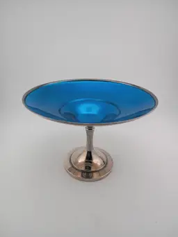 Oneida Silversmiths vintage enamel compote
