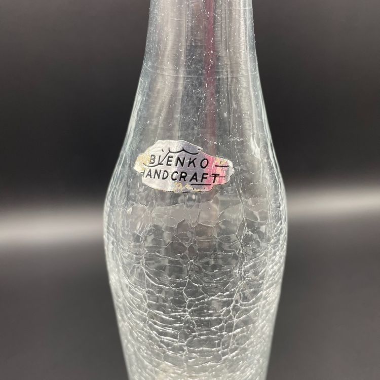 Vintage Blenko #64b Vase Crystal Clear Crackle