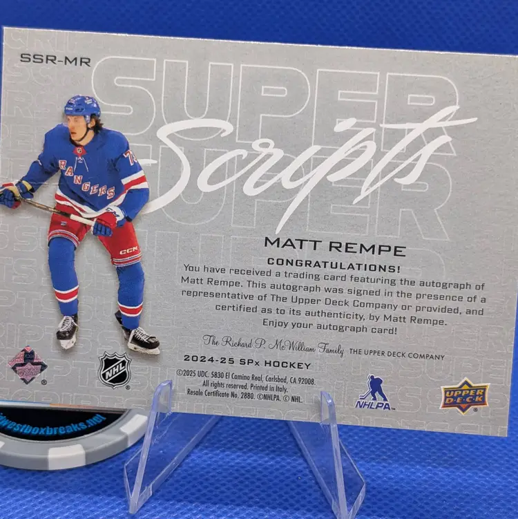 Matt Rempe Rookie Autograph