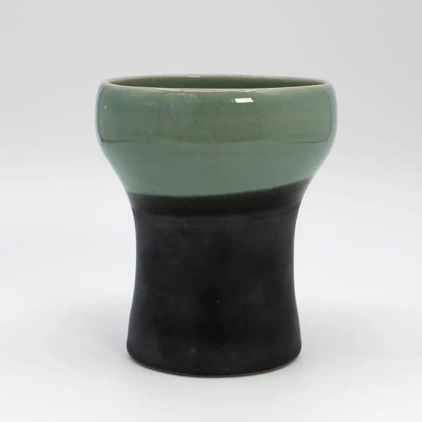 Celadon With Matte Black Glaze Japanese Tall Drink Cup Jar Or Small Vase