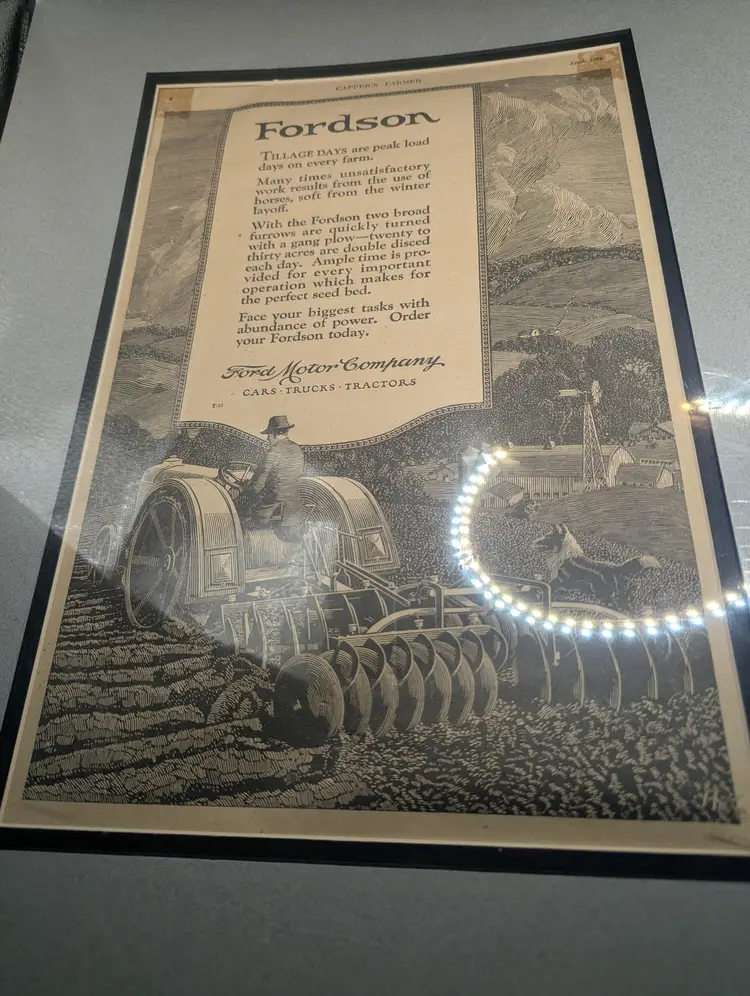 Vintage Ad Sheet For Fordson Tractor Dated April 1924 Sealed In Matted Board.