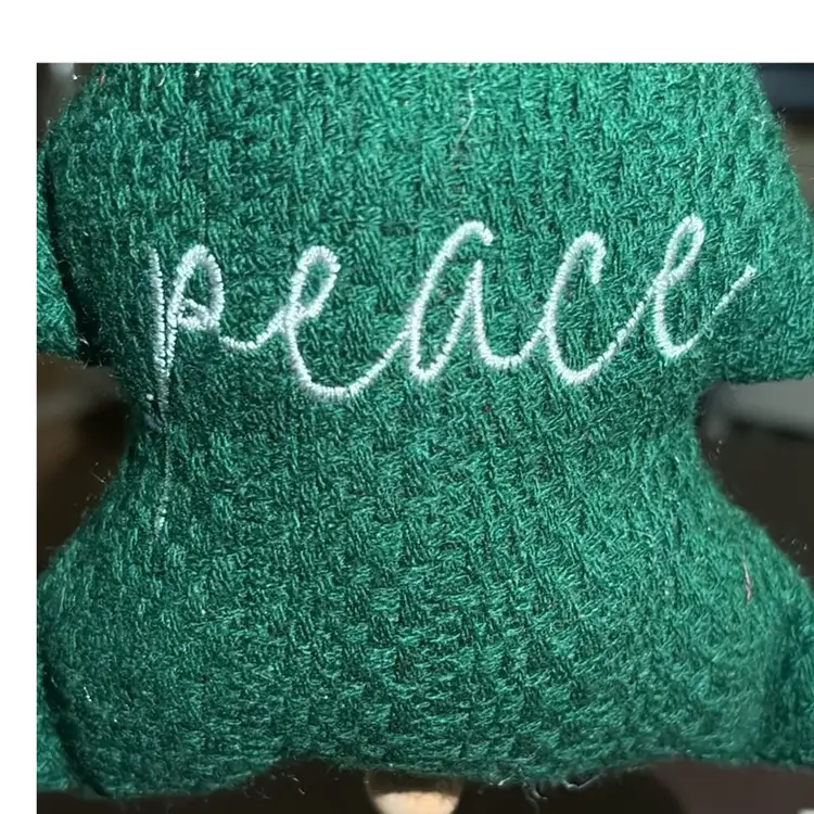 Fabric Christmas Tree With peace  Embroidered On It