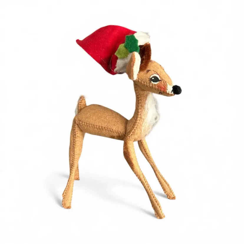 Vintage Annalee Plush And Felt Christmas Reindeer Figurine