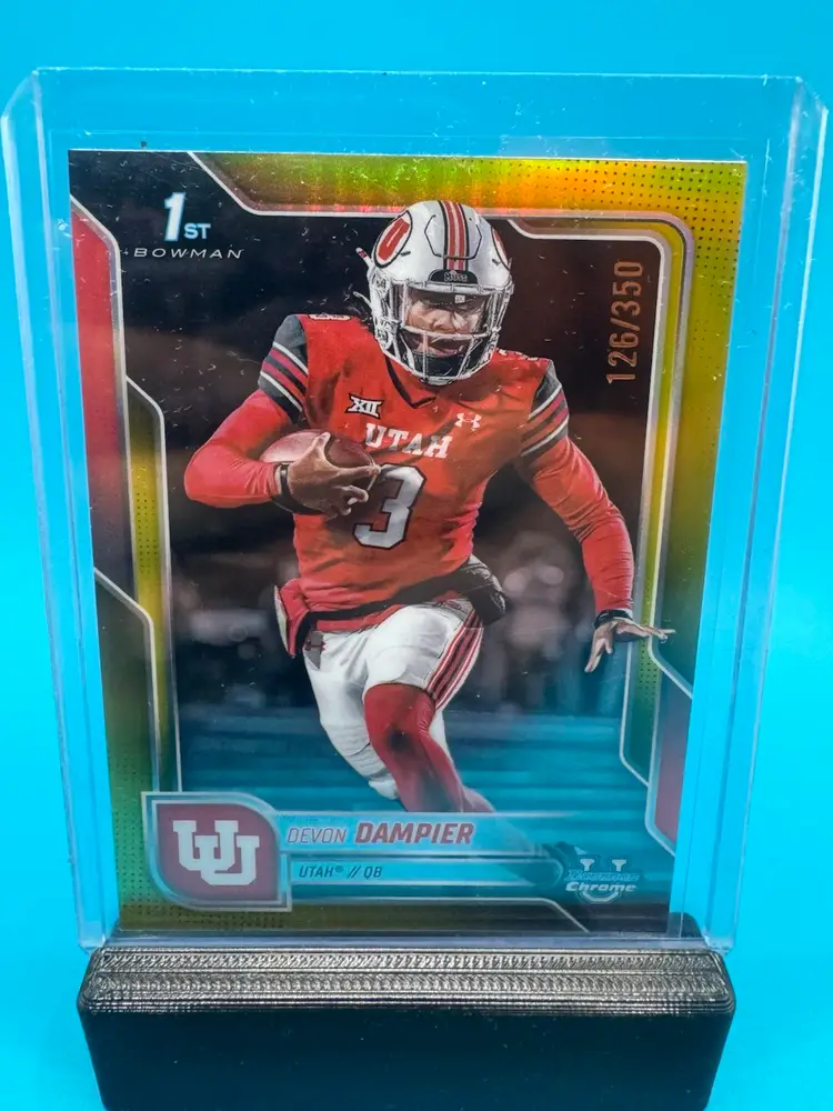 Devon Dampier 1st Bowman Chrome U Yellow Refractor /350 Utah Utes