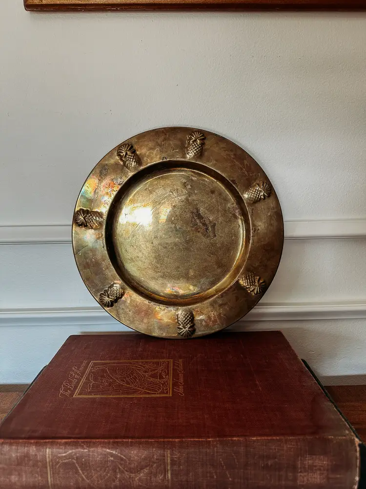 12" Brass Charger Plate with Pineapple Detail