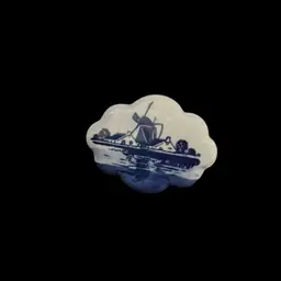 Delft Blue Windmill Brooch