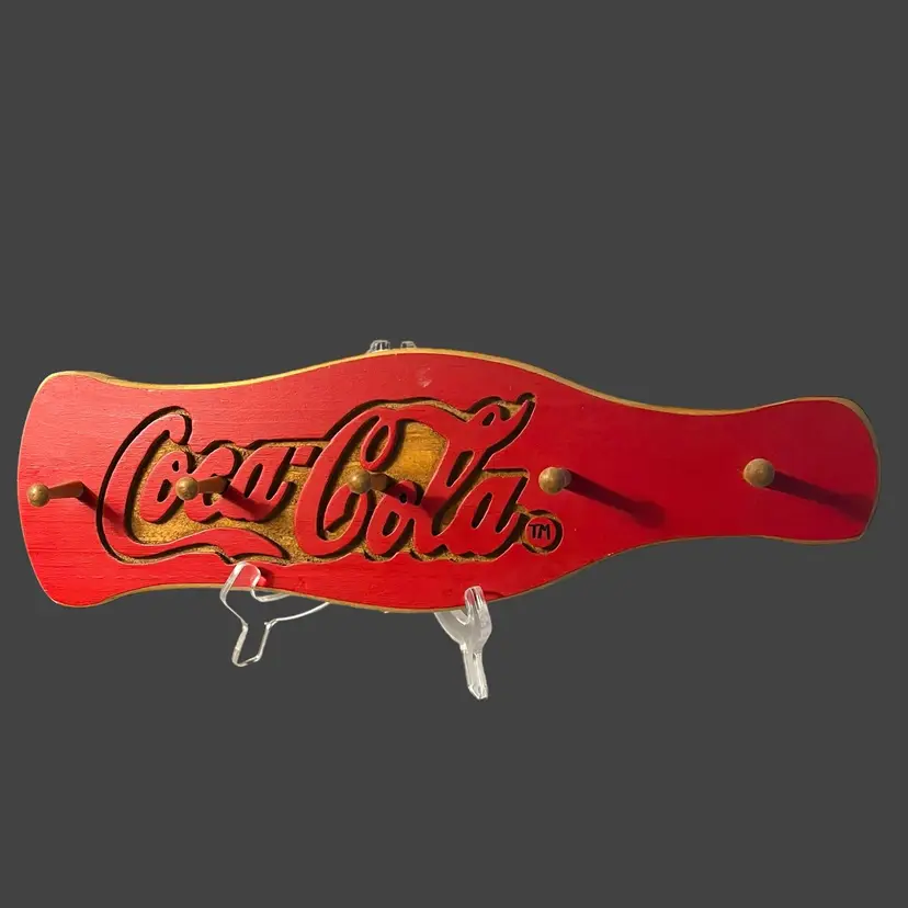 Vintage Cracker Barrel Coca Cola Bottle Red Wooden Hat Mug Coat Rack