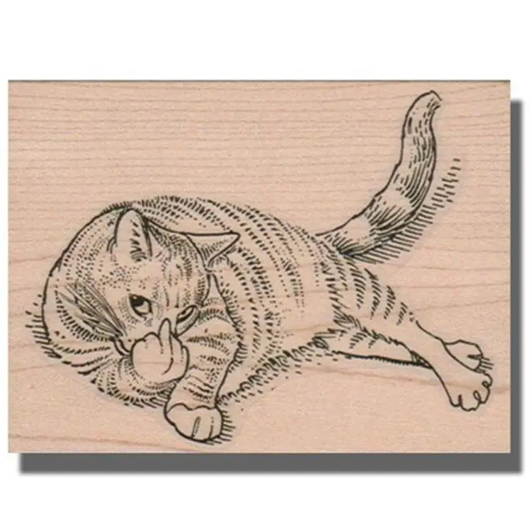 Cat With Attitude Rubber Stamp - Eff Off Middle Finger