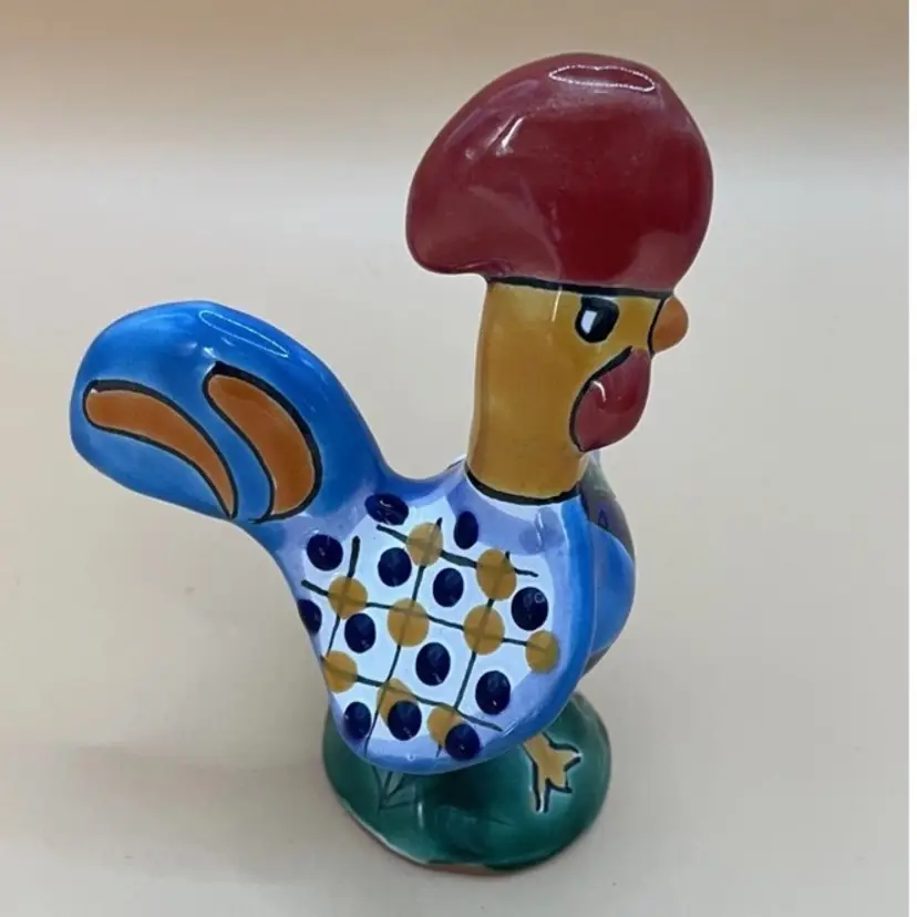 5.25" Talavera Mexican pottery hand painted rooster bird Hecho en Mexico