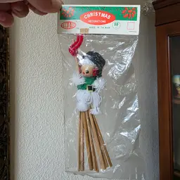 Vintage Trim A Pac Wooden Snow Man Decoration New Old Stock Made in Taiwan