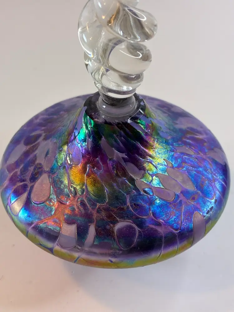 2003 Roger Vines Art Glass Perfume Bottle Signed 4.25” T X 4” W