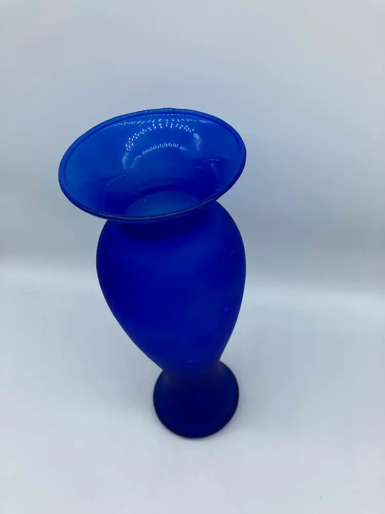 Cobalt Blue Satin Glass Vase