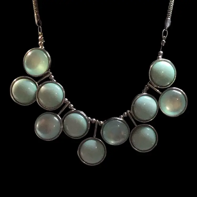 #01 Charming Charlie Brand, 14 to 17 inch moonstone aqua colored necklace