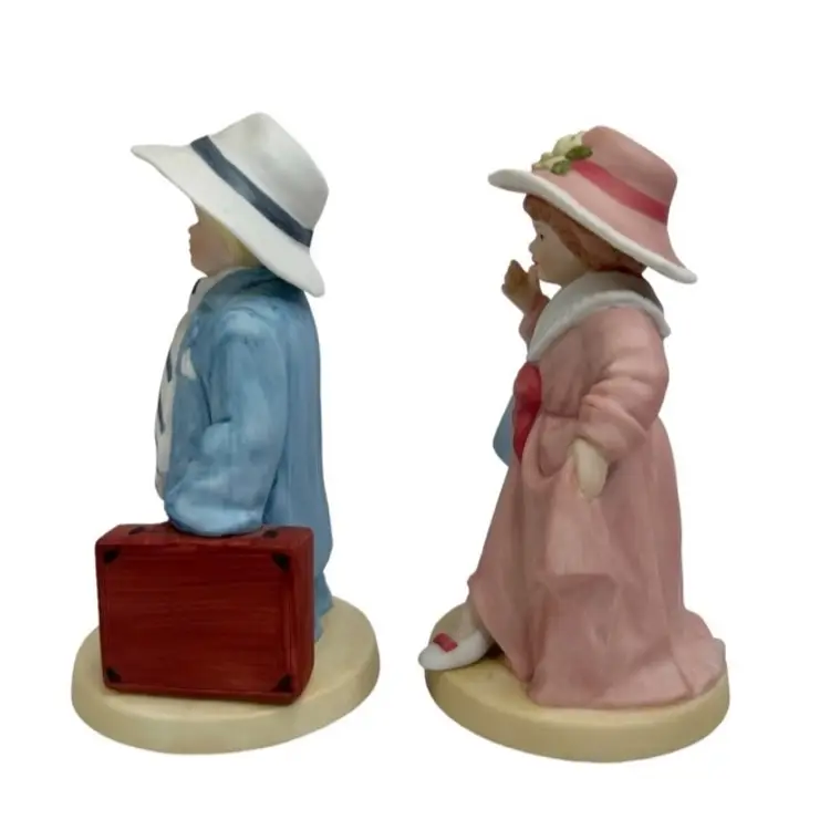 Vintage Homco #1488 Porcelain Bisque Kids Boy & Girl Playing Dress Up Figurines