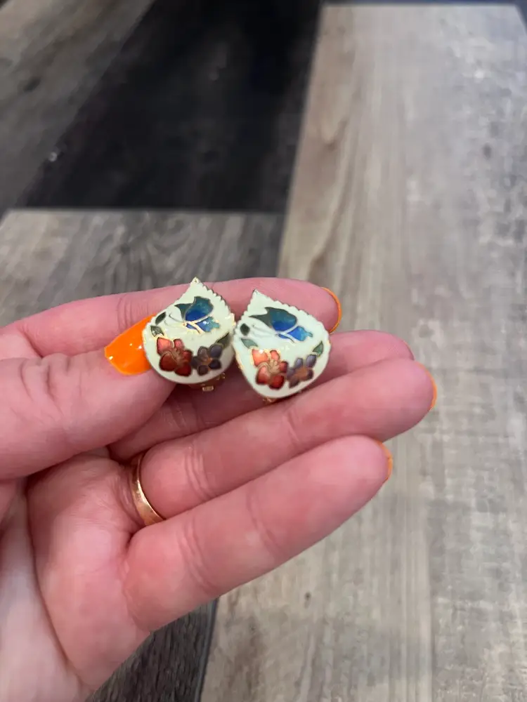 Vintage Cloisonné Butterfly Earrings