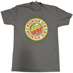 Mountain Dew Graphic Large Classic Logo Print Heather Gray Unisex T-Shirt - M