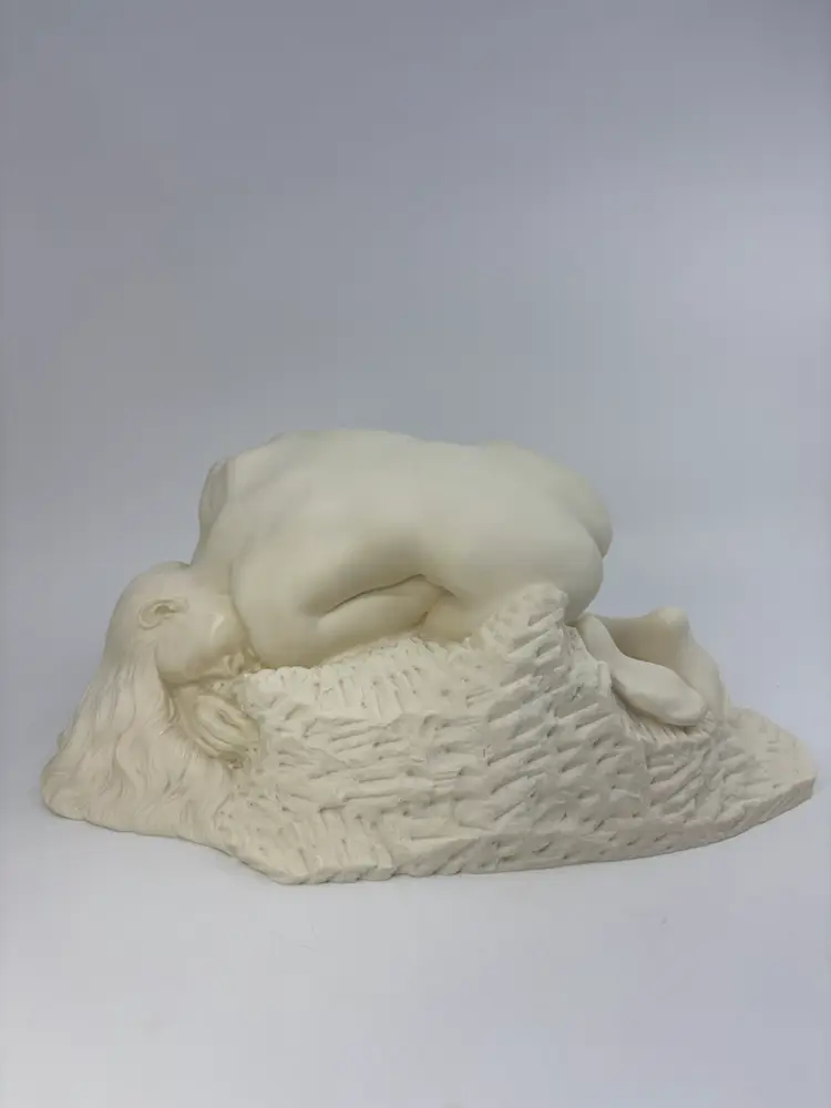 Italian Alabaster Sculpture – After Rodin “The Spring,” A. Giannelli, 1998 Italy 10L 5.5H