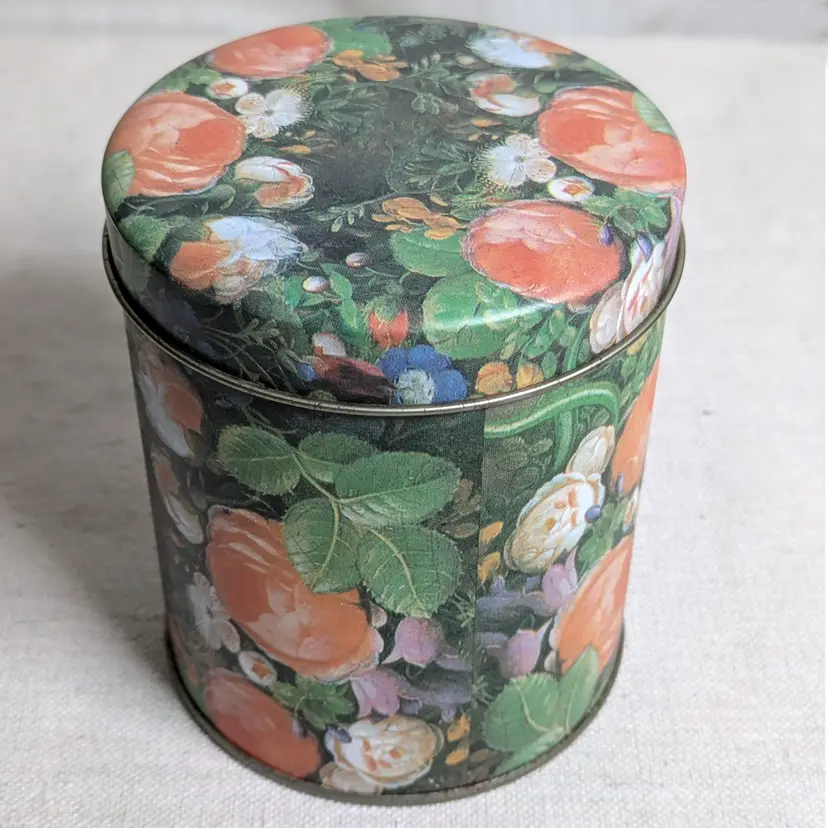Round Floral Print Canister