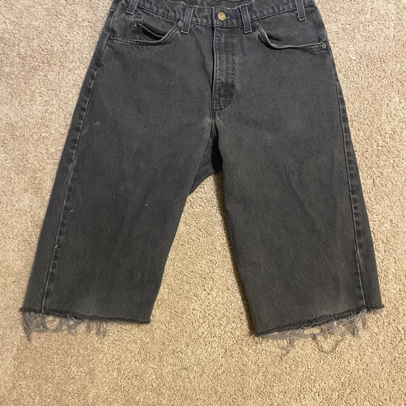 Levi's Men's 32 Waist Black Altered Cutoff Denim Shorts/Jeans - 1997 Orange Tab