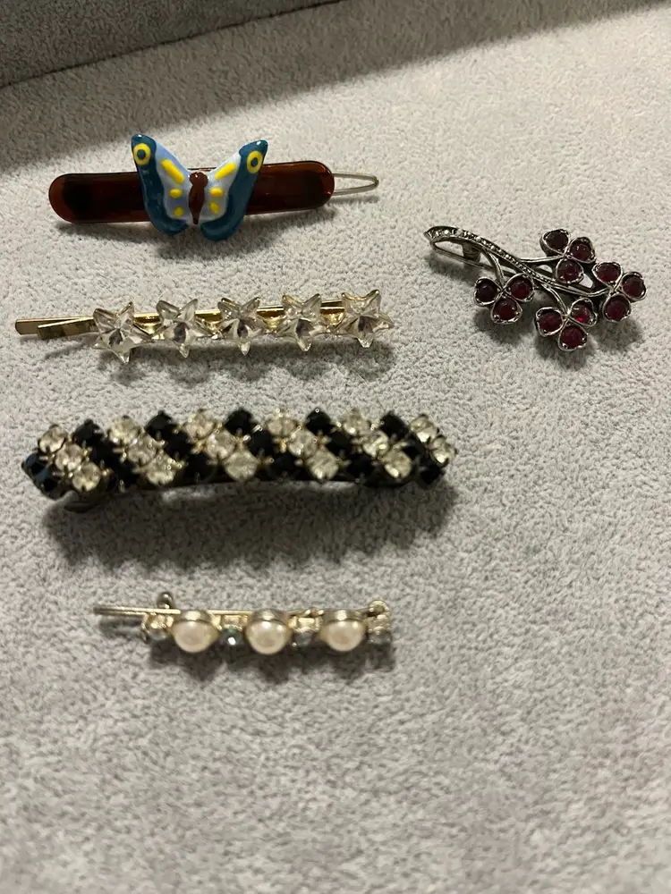 Lot of 5 Vintage Hair Barrettes