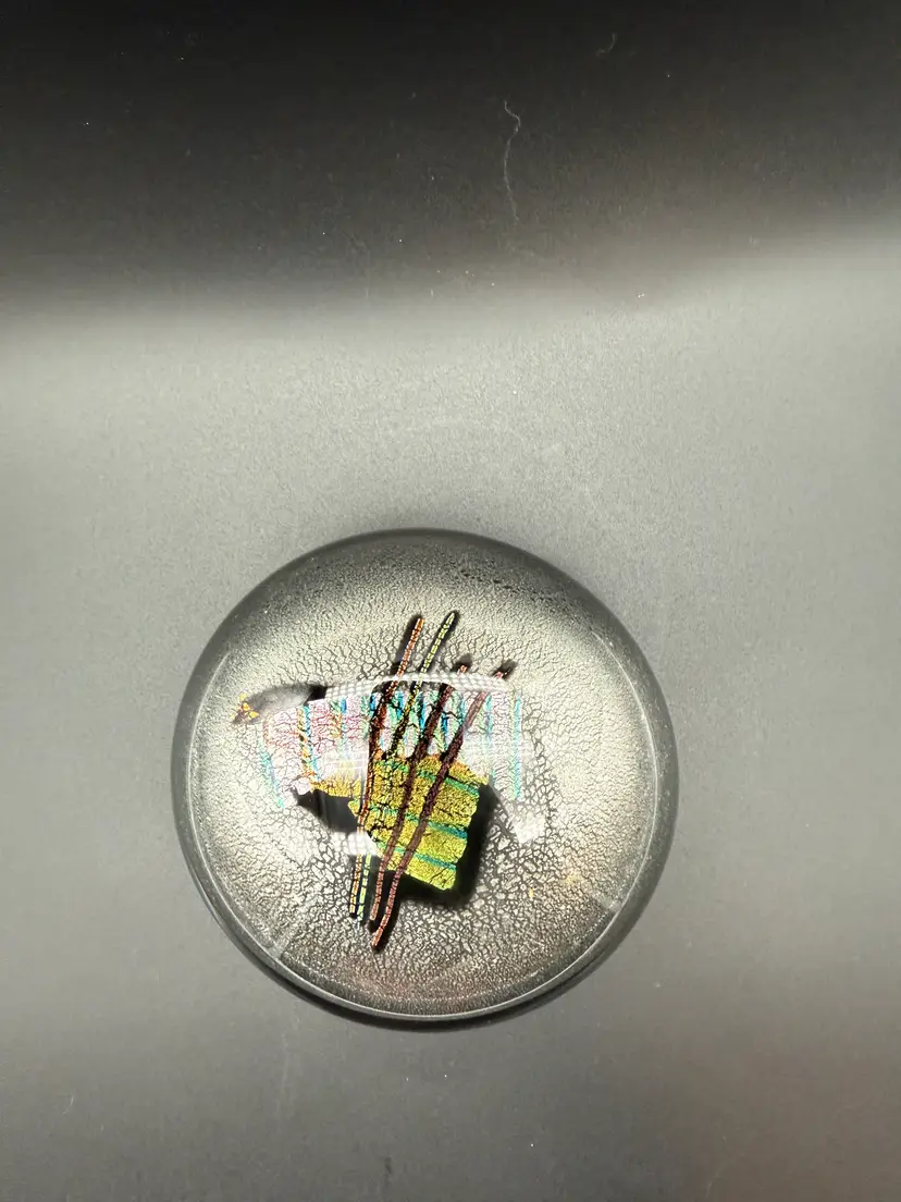 Hand Blown Dichroic Iridescent Paperweight Signed Sharon Fujimoto 1991