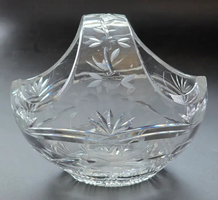 Hand cut glass basket