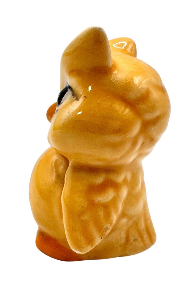 Signed WIW or MIM Studio Art Pottery Owl Bird Figurine Orange Cartoon 2”