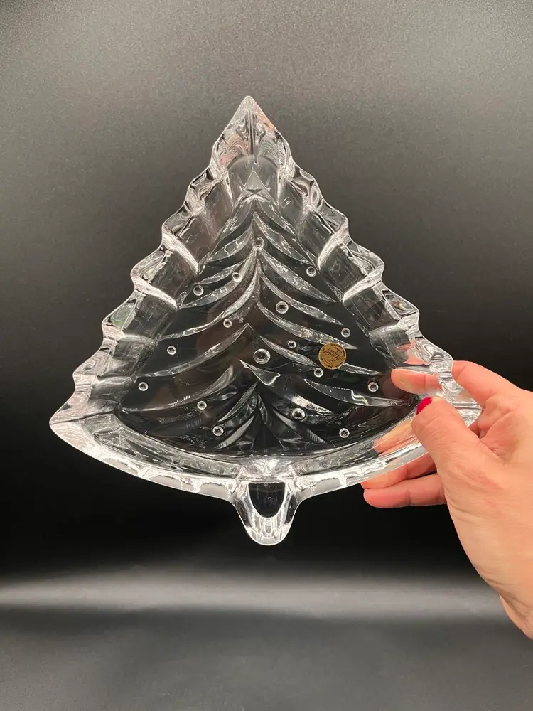 **Cristal D’Arques France Genuine Lead Crystal Glass Christmas Tree Candy Dish 8.5”🎄