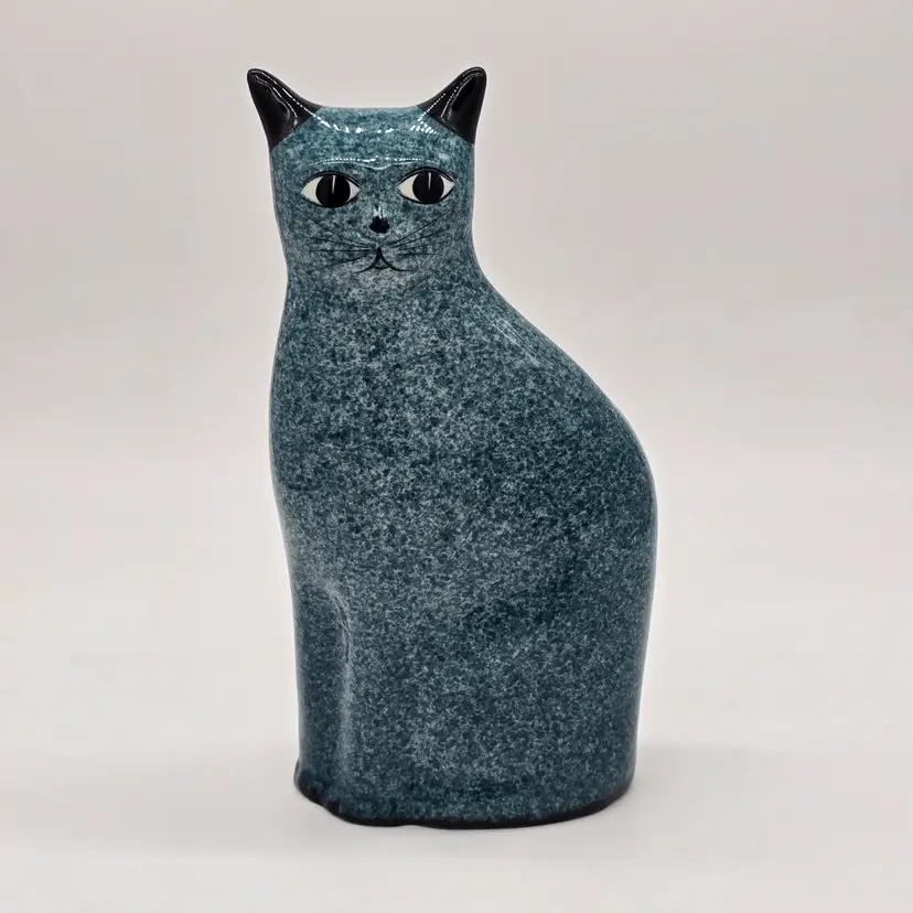 Handcrafted for A. America, Inc. Vintage Blue Speckled Cat Ceramic Figurine