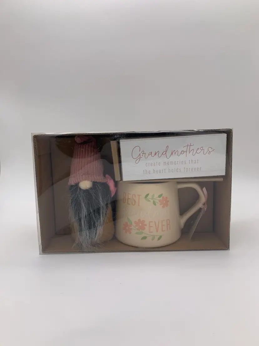 Gannycore Garden Gnome 3 Piece Grandmothers Coffee Mug Gift Set BEST GRANDMA EVER