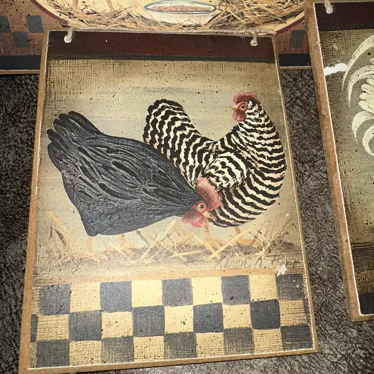 Lot of 5 Rooster Chicken wood wall hangings