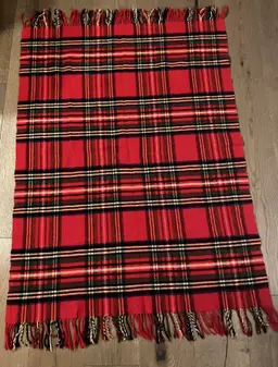 Swando Wool Red Tartan Plaid Throw Blanket With Fringe