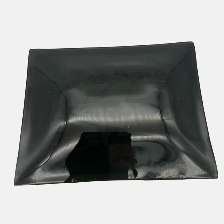 Vintage Smoked Glass Bermuda Trinket Dish w/ Musicians Design 4.75" x 3.75"