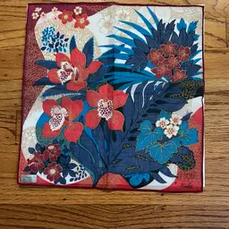 Floral Fisba Hankie Switzerland - Rolled Hem Original Tags 12”