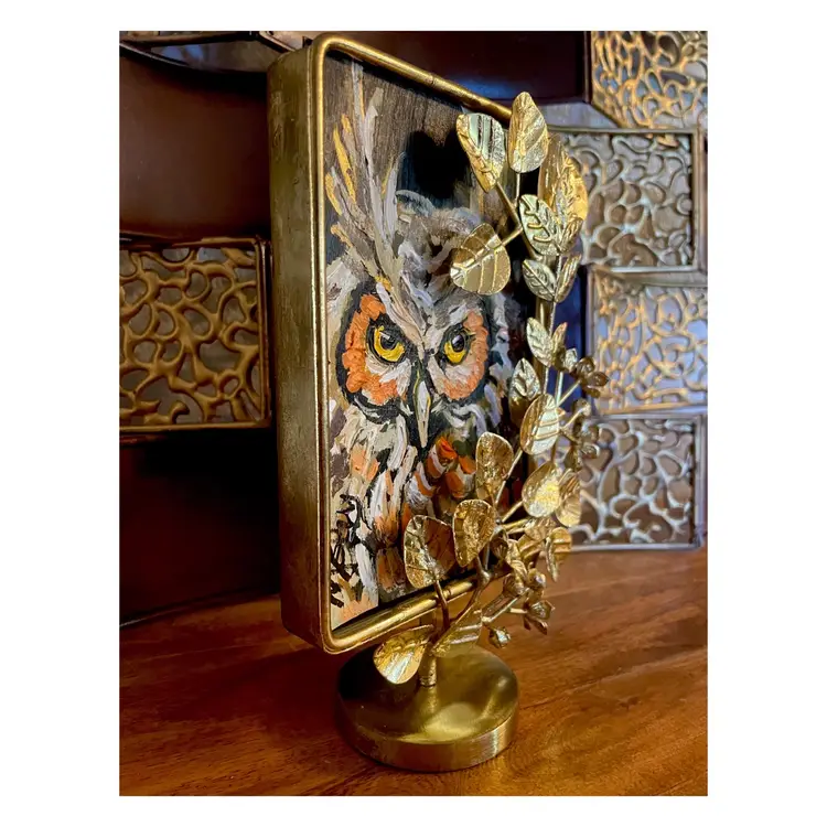 Insightful 
New Original Owl Painting 
On 4”x6” Watercolor Paper 
In 5”x7.5” New Anthropologie Frame 
With Glass
Owl Art