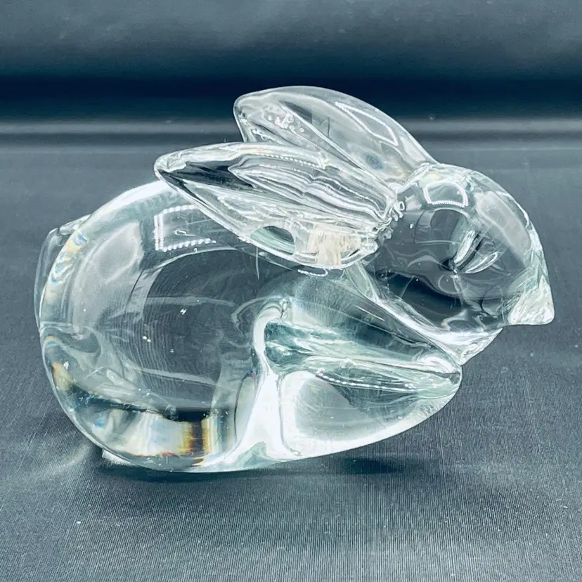 Vintage Clear Art Glass Bunny Rabbit Decorative Figurine
