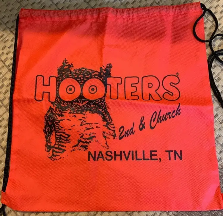 Vintage 90s Hooters drawstring bag (Nashville location destroyed by 2020 bombing)