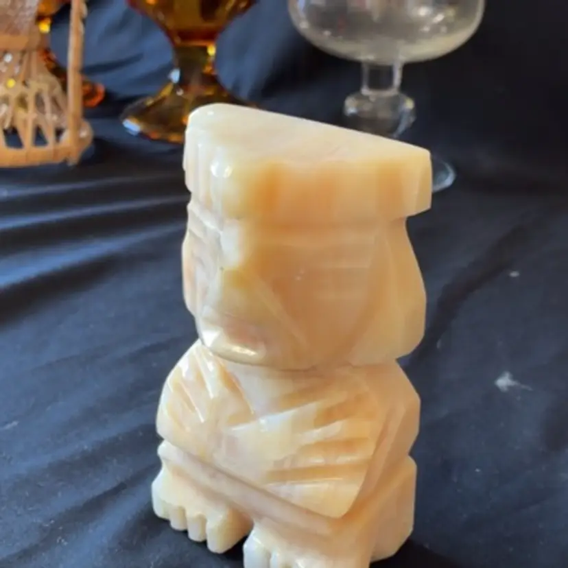 Agate Stone Aztec Mayan Statue Bookend