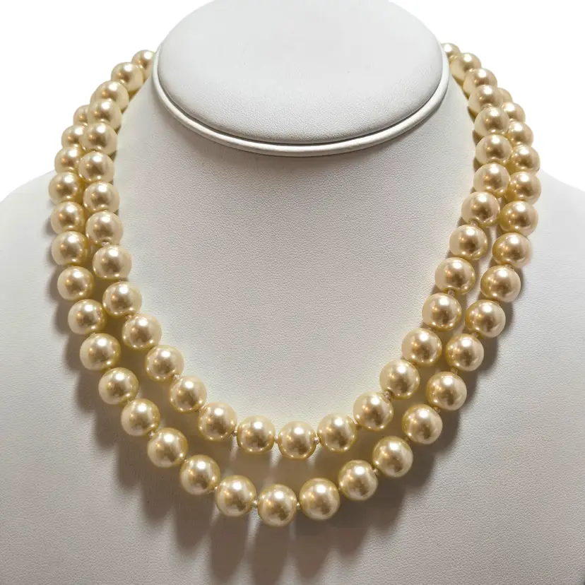 KJL Kenneth J Lane Double Glass Pearl Necklace