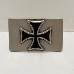 Iron Cross Belt Buckle Silver Black